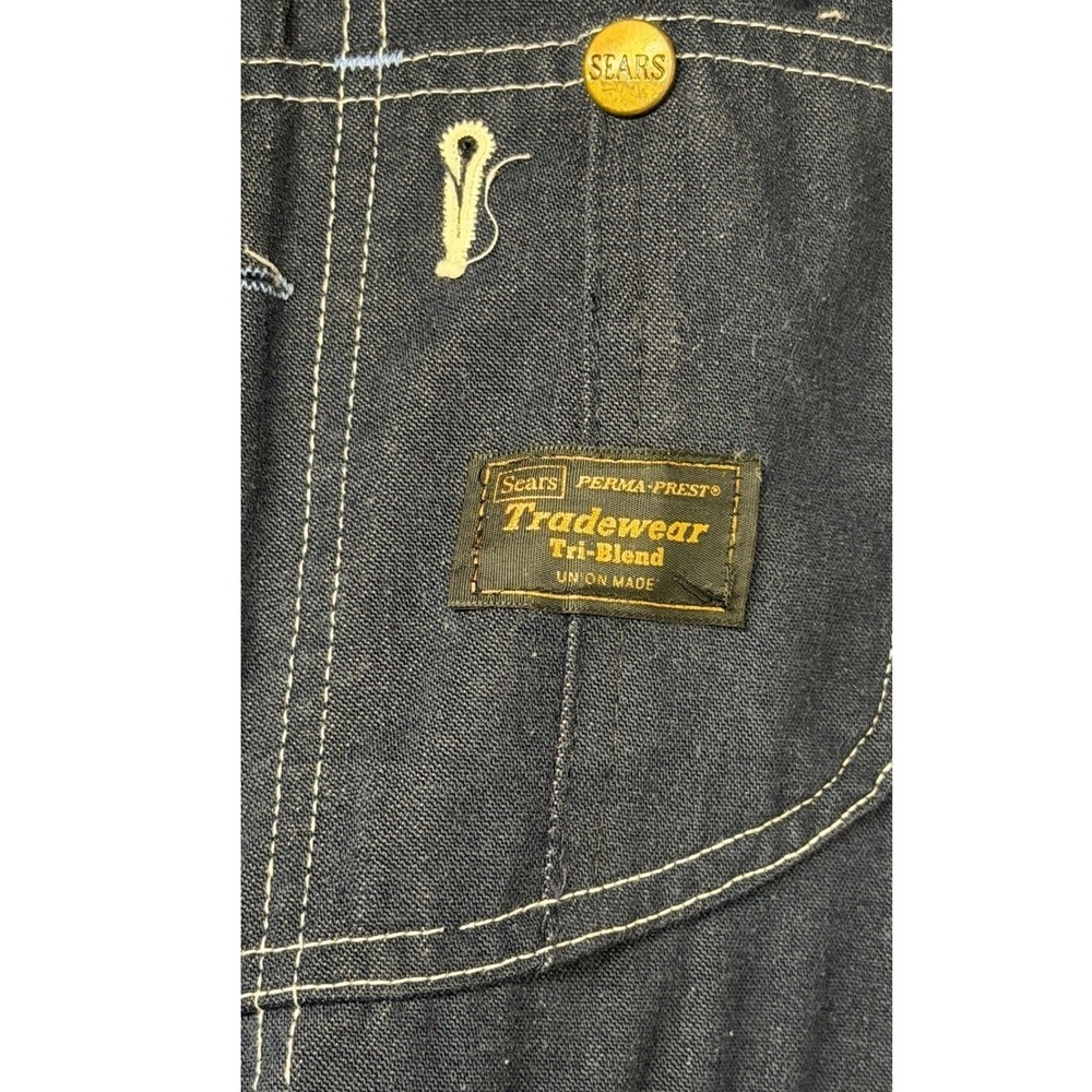 Vintage Sears Mens Overalls Union Made Perma-Prest Tradewear 40x32 Denim 70s - Picture 4 of 14